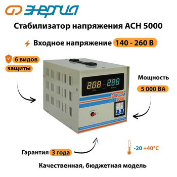 Однофазный стабилизатор напряжения Энергия АСН 5000 - Стабилизаторы напряжения - Однофазные стабилизаторы напряжения 220 Вольт - Энергия АСН - Магазин сварочных аппаратов, сварочных инверторов, мотопомп, двигателей для мотоблоков ПроЭлектроТок